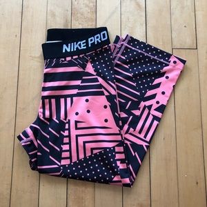 NIKE pro pink and black capri, size SMALL